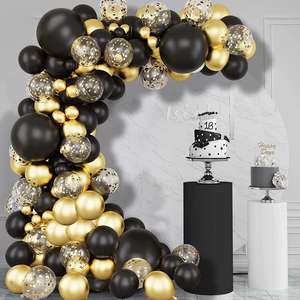 105 piezas nuevo producto globo de arco de Oro Negro Diy decoración boda cumpleaños fiesta suministros globo conjunto para la venta - Product Image 1