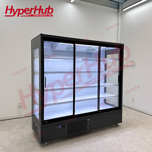 Réfrigérateur vitrine à rideau d'air haut de gamme, armoire noire mate, roulettes mobiles, verre anti-buée, économie d'énergie - Product Image 1