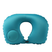 Oreiller de voyage gonflable en U pour le cou, en soie de lait respirante, gonflage facile par pression, rangement compact, pour avion, adulte