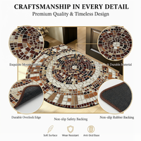 Tapis de porte demi-cercle en mosaïque personnalisable en polyester écologique, antidérapant, durable, anti-poussière et facile à nettoyer pour hall d'entrée