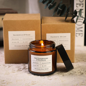 Botol Lilin Kaca Amber Mewah Kosong Grosir 100ml 250ml 500ml Dengan Tutup Botol Lilin Kaca - Product Image 1