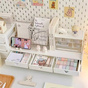 Office Organizer Desk <b>Storage</b> Rack With Drawers Monitor Stand Desktop Organizer Rectangle Multi Purpose Standing Type - Product Image 1