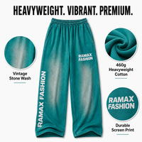 Pantalones Deportivos Anchos RAMAX Color Verde Azulado, 450GSM, Estilo Grunge Y2K, Ropa Urbana para Hombre, Joggers Holgados, Venta al Por Mayor, Personalizados