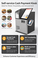 Kiosque de paiement en espèces en libre-service KER, terminal de paiement avec accepteur de billets pour les magasins de détail, caisse automatique