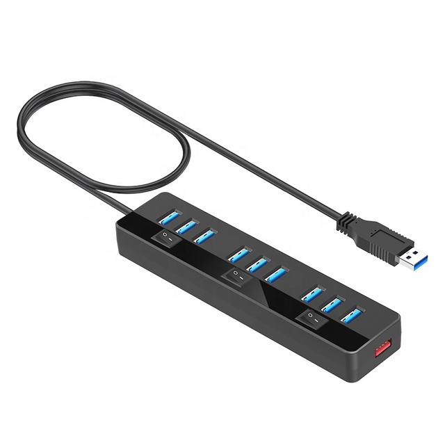 Cantell 10in 1 High Speed Usb Hub 3.0 Splitter 10 Port Usb Data Hub for Power Charging Data Transmission