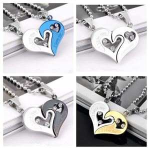 Collier de couple avec pendentif en forme de cœur, puzzle en forme de cœur, deux moitiés de cœur assorties pour les amoureux, cadeau pour la fête des amoureux, collier assorti - Product Image 5