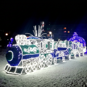 ไฟประดับรถไฟคริสต์มาส LED กันน้ำ รูปแบบหัวรถจักร ตกแต่งสวน ลานบ้าน สำหรับเทศกาลวันหยุด - Product Image 1