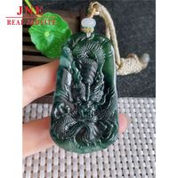 Naturel A Type Jade Dragon Zodiaque Hommes Et Femmes Jade Pendentif Bleu Eau Kowloon Dragon Marque Emeraude Pendentif 53.37G