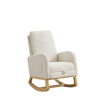 Fauteuil à bascule moderne en bois confortable pour chambre d'enfant, avec repose-pieds rétractable et rembourré, idéal pour salon et chambre à coucher