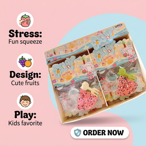 Jouet éducatif anti-stress souple en forme de pastèque et fraise pour filles et garçons, avec emballage en boîte colorée - Product Image 2