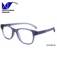 Ukuran 45-18-135 Bingkai Kacamata Resep Persegi TR90 Kustom OEM Anti-Cahaya Biru untuk Anak-Anak Remaja Produsen China Merek UWIE Model
