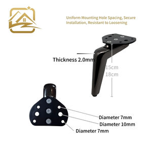 Patas de sofá modernas de metal sólido en forma de L de 15cm/18cm, color negro, patas de hierro para muebles con tornillos para sofá cama y armario. - Product Image 3