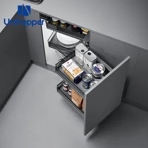 خزانة مطبخ يمكن سحبه للسحب وتنظيم المؤن من Unihopper خزانة سوزان الخاملة هيكل متصل سلة ركن سحرية مخفية