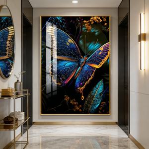 Decoración de Hogar de Lujo al por Mayor, Personalizable, Impresión HD de Mariposas, Arte Mural de Porcelana de Cristal, Murales LED - Product Image 4