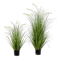 QiYing Victory Tanaman Buatan Rumput Pampas Dogtail Rumput Hijau Tiruan Berkualitas Tinggi dari Plastik PVC Lembut untuk Dekorasi Rumah Ruang Tamu bunga buatan, tanaman buatan.