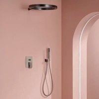 Ensemble de robinetterie de douche thermostatique moderne en laiton et céramique, mitigeur à poignée unique, barre coulissante, pommeau de douche mural effet pluie, finition brossée, pour hôtels et villas