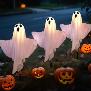 3 Pack IP65 Solar Powered Battery Halloween Ghost <b>Landscape</b> Pathway <b>Lights</b> LED Glowing Spooky Decor Outdoor Yard Patio Party - Product Image 1