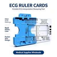 Regla de interpretación de ECG portátil Titan, tarjeta de herramienta de medición de EKG médica, estuche protector de plástico azul, ligero, para formas de onda