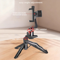 Support de téléphone double avec clip rotatif pour prise de vue horizontale et verticale, trépied portable pour téléphone, support de téléprompteur