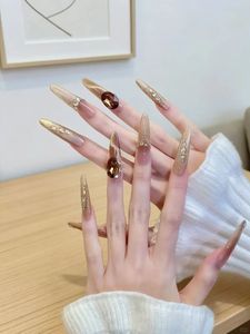 Ongles press-on de qualité salon, finition <span class=keywords><strong>gel</strong></span> professionnelle <span class=keywords><strong>sans</strong></span> lampe UV, <span class=keywords><strong>faux</strong></span> ongles prêts à porter pour toutes les occasions - Product Image 1