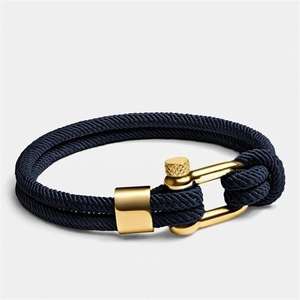 Pulsera de Cuerda de Platino con Cierre en Forma de U de Acero Inoxidable para Hombre, Joyería de Moda, Regalo, Brazalete de Marinero - Product Image 1