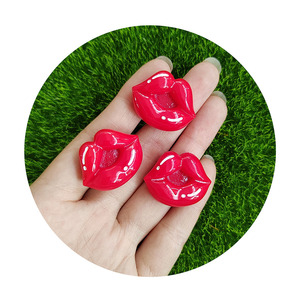 100 unids/lote cabujones rojos y azules con lunares blancos lindo Donut corazón piruleta labios caramelo helado artesanías para decoración de la caja del teléfono - Product Image 6