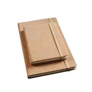 Custom A5 Cork Hardcover Lined Printing Gold Edge Journal with Elastic Strap