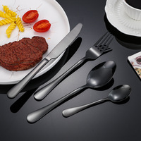 Ensemble de couverts en acier inoxydable noir mat, boîte cadeau, durable, compatible lave-vaisselle, portable, pour hôtel de luxe, restaurant