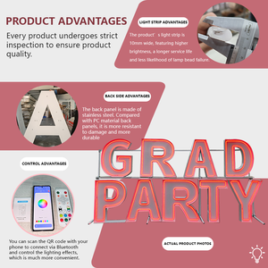 대형 맞춤형 금속 RGB 네온사인 3피트 4피트 마키 레터 조명 (웨딩, 졸업 파티, 이벤트 대여, 장식용) - Product Image 5