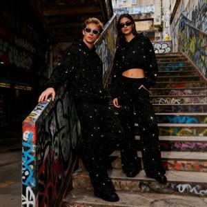 Nouveau style tendance : Survêtements personnalisés en strass, survêtement oversize pour homme, lavable, design personnalisé pour adulte, vêtements de sport - Product Image 1