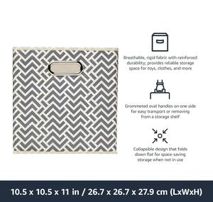 Hộp đựng đồ xếp gọn hình vuông chất lượng cao, gói 6 chiếc, kích thước 10.5 x 10.5 x 11 inch, màu xám sọc - Product Image 2