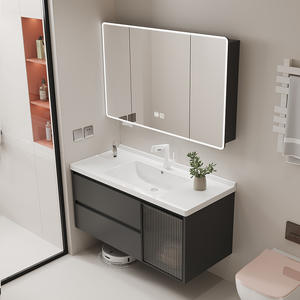 Soft Cream White Modern Vanity Unit Wall Mounted 2+1 Design with Smart <b>Mirror</b> Storage - Product Image 6