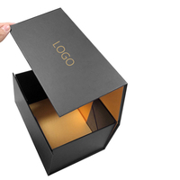 Logo personnalisé personnalisé luxe a4 rigide noir feuille d'or papier carton fermeture à rabat magnétique emballage de boîte-cadeau