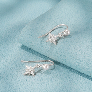 CANNER Boucles d'oreilles pendantes tendance en argent sterling S925 avec étoile en zircon et perle, bijoux élégants pour femmes - Product Image 2