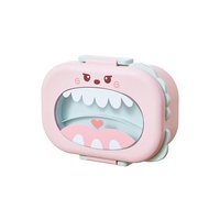 Boîte à lunch en acier inoxydable 304 à double compartiment avec couvercle, motif dessin animé mignon, grande capacité, pour enfants, avec cuillère