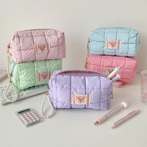 Grande trousse de <span class=keywords><strong>maquillage</strong></span> pour femme, <span class=keywords><strong>esthétique</strong></span> et mignonne, organiseur de voyage, porte-crayons en coton de qualité avec fermeture éclair - Product Image 5