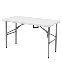 Table pliante portable en plastique ZDZ-02, 4 pieds, blanche, rectangulaire, moderne, pour réunions, extérieur, vente en gros