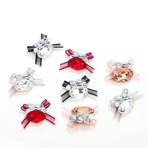 Strass en organza pour ongles, nœuds en alliage à dos plat, accessoires de bijoux DIY, rouge, noir, gris, printemps 2024 - Product Image 5