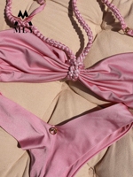 Oem Custom Design 3-delige Bikini Set Dames Halter Ring Badpakken Met Strand Cover Up Rok