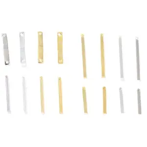 2404 Copper plated 18K gold double hole rectangular curved sheet 14K package color single-hole pendant tassel ear rod diy j