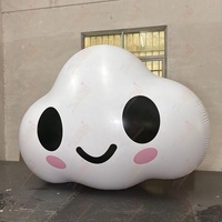 Décoration gonflable nuage blanc Zhenmei de 2 m avec un visage souriant mignon et un blush rose