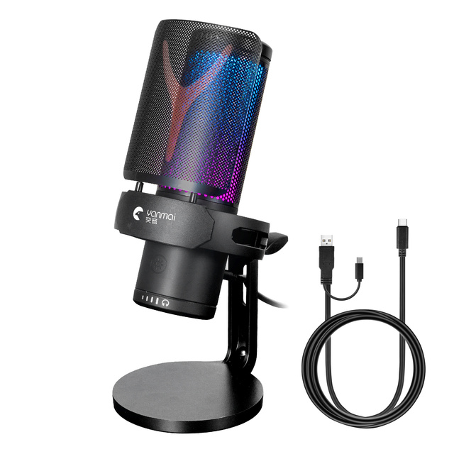 RGB High Quality Wired Desktop Computer Gaming Microphone for Streaming Podcasting Recording