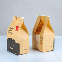 Emballage de sandwich jetable imprimé en gros avec fenêtre sac en papier kraft sulfurisé de qualité alimentaire pour boulangerie sac à pain grillé