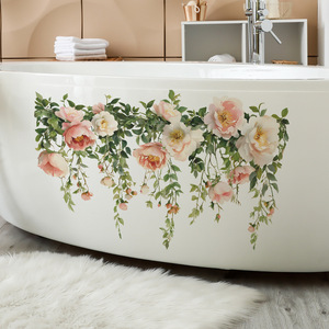 Guirlande florale <span class=keywords><strong>romantique</strong></span> de pivoines, autocollants muraux 3D amovibles, salon, salle de bain, cuisine, autocollants muraux décoratifs - Product Image 3