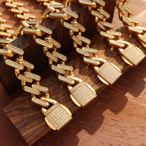 2024 Wholesale Anti-Allergy High Polish PVD Gold Plated Stainless Steel Moissanite <b>Cuban</b> Bracelet - Product Image 3