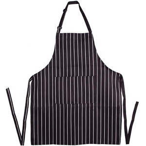 Giá rẻ màu đen trắng sọc có thể điều chỉnh bông <span class=keywords><strong>polyester</strong></span> nấu ăn nhà bếp BBQ tạp dề - Product Image 1