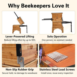 Lève-cadres Solo Beehive avec pédale, levier, poignée en caoutchouc, vis en acier inoxydable, compatible Langstroth, Dadant et autres systèmes d'apiculture nationaux britanniques - Product Image 4
