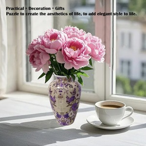 Puzzle 3D a Forma di Vaso <span class=keywords><strong>per</strong></span> Adulti, Compatibile con <span class=keywords><strong>Fiori</strong></span> a Blocchi, Decorazione Unica <span class=keywords><strong>per</strong></span> Casa e Ufficio, 120 Pezzi - Product Image 1