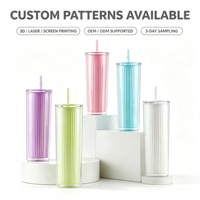 Nouvelle tasse à paille à double paroi à rayures verticales, design en plastique anti-fuite, grande capacité, moderne, minimaliste, portable pour voiture et maison
