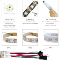 Bande LED intelligente RGB WS2812B, lumière LED adressable individuellement, 30/60/144 LED, PCB noir/blanc, étanche IP30/65/67, DC5V